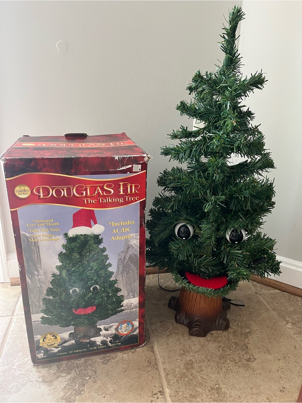Gemmy Douglas Fir Talking Tree Sings Light Up Xmas 1997 Christmas TESTED- READ